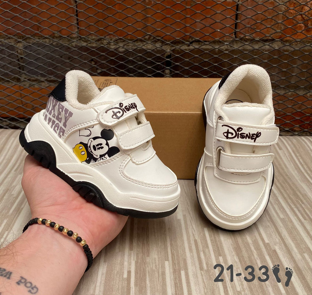 Tenis Mickey blanco y negro con doble velcro