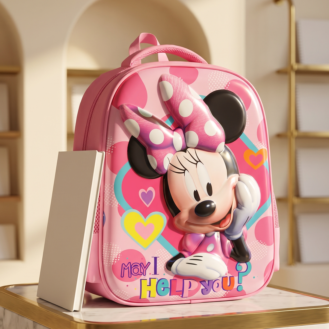 Morral escolar 3D Minnie rosado