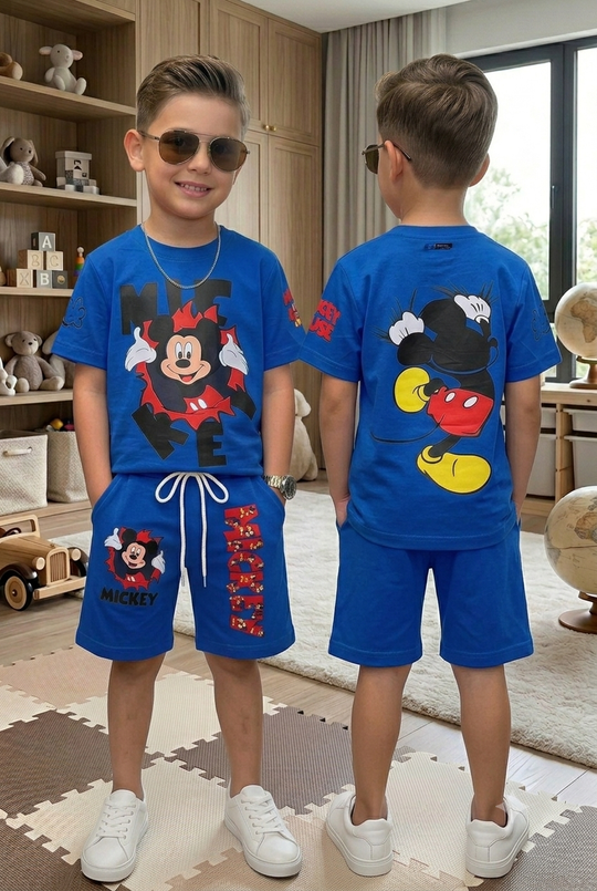 Conjunto Mickey Mouse Azul - frente y espalda